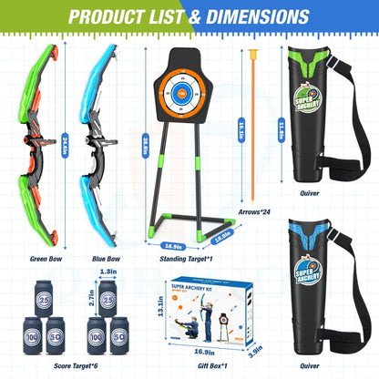 Kid's Archery Set: Recurve Bow Practice Kit for Outdoor Fun - Bow and Arrows Game for Children, Ideal Hunting and Shooting Toy - Boys' Gift