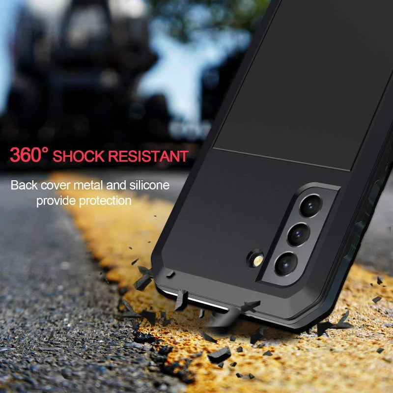 Heavy Duty Metal Doom Armor Case for Galaxy S25/S24/S23/S22/S21/S20 Ultra/S10 Plus/Note 20/10 – Shockproof Dust Protection