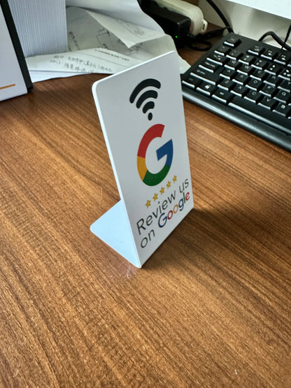 NFC215 Programmable Google Review Acrylic Stickers – 13.56MHz Waterproof NFC Station Table Stand Card