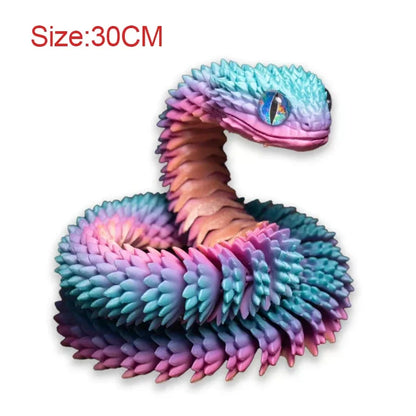 3D Printed Movable Joint Snake Figurine — Simulation Fidget Toy, Office Desktop Ornament, 2025 New Year Gift Craft