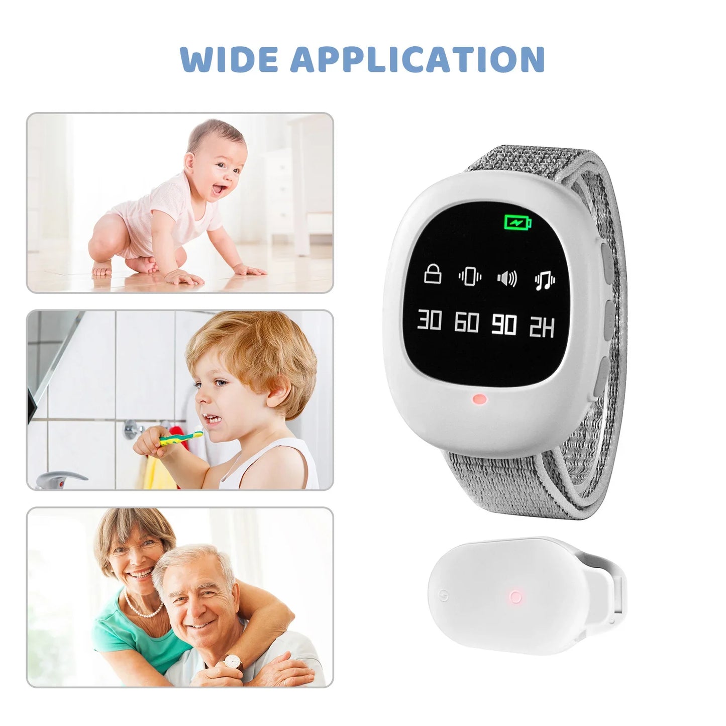 40M Wireless Bedwetting Alarm with Wristband - Enuresis Sensor for Kids & Adults, Potty Training & Elder Care
