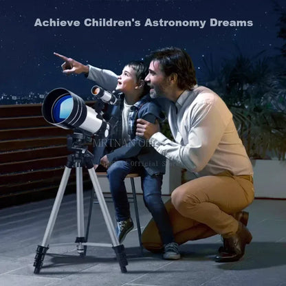 150X Astronomical Telescope – 70mm Refractor Portable Travel Scope with Phone Adapter & Wireless Remote