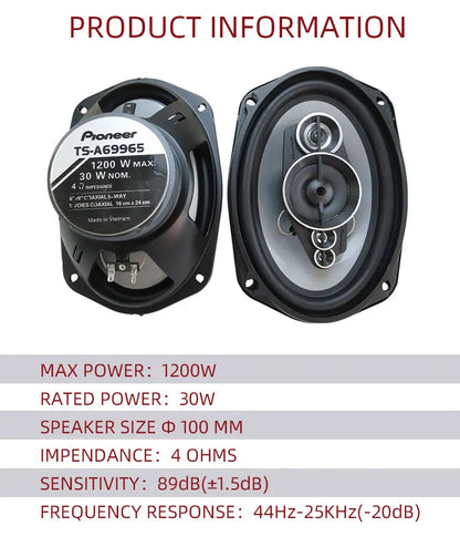 6X9 Inch 2400W 5-Way Car Coaxial Speaker - High Fidelity Full Frequency, Ideal for Modified Vehicles