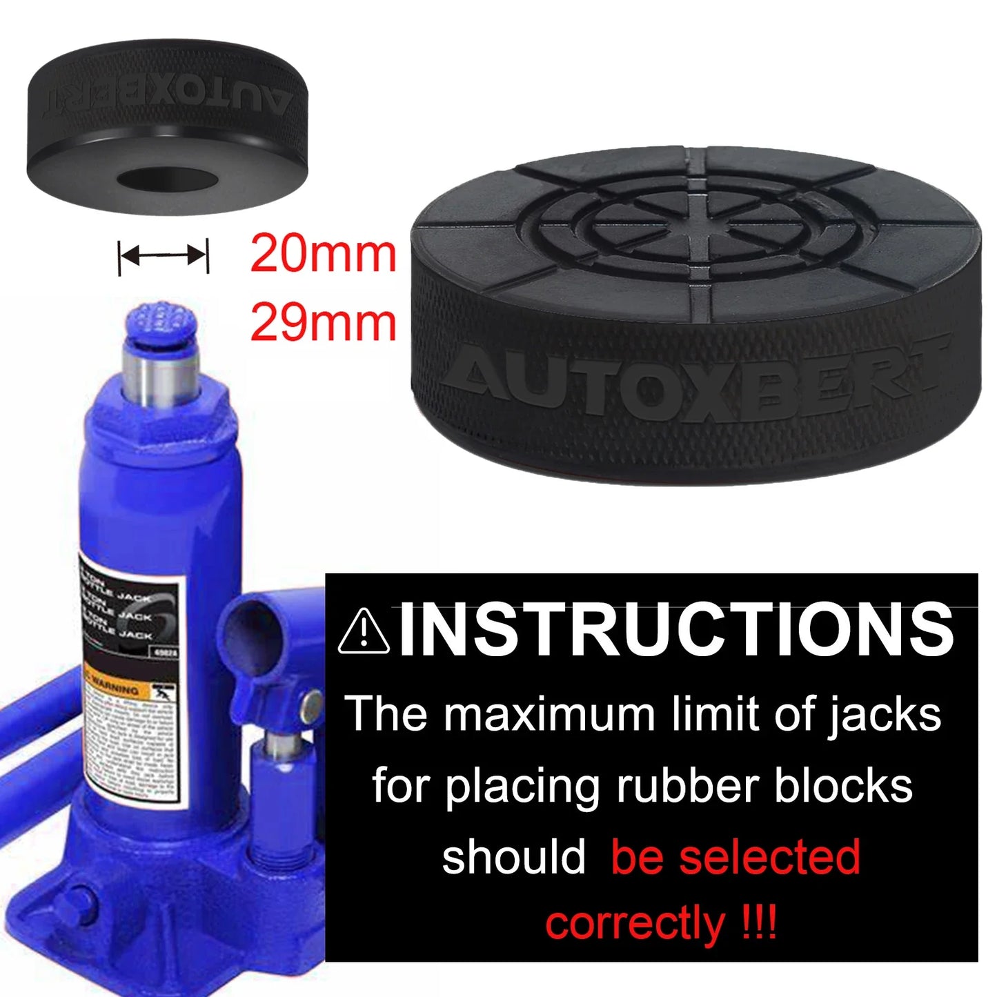 Car Rubber Bottle Jack Pads – Support Adapter for 2-8 Ton Jacking & Auto Lift Cushion Tool