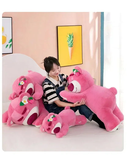 Disney Toy Story Lotso Plush – 90cm Cute Strawberry Bear Sofa Pillow, Stuffed Toy Gift for Kids and Girls