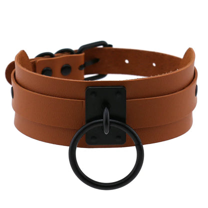 Punk Black O-Ring Leather Choker Necklace for Women – Gothic Emo Harajuku Rock Jewelry