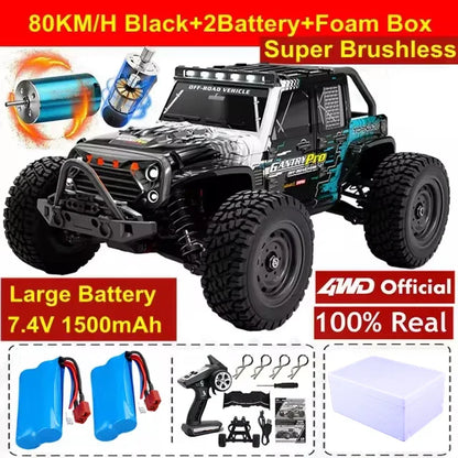4WD Remote Control Car – Off-Road 4x4 RC High-Speed Buggy Truck, Brushless 50/80KM/H Drift Racing Toy for Kids & Adults