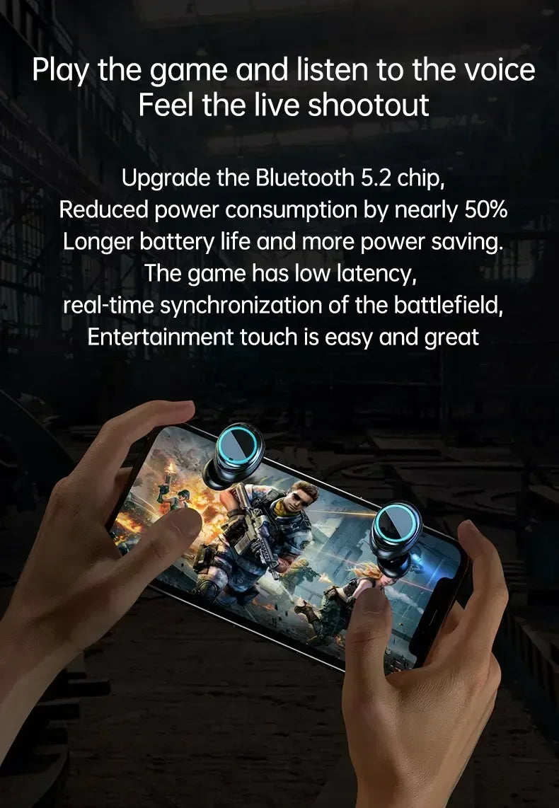 M25 TWS Wireless Bluetooth Earphones – Touch Control, Noise Reduction, Waterproof Stereo Gaming Headphones