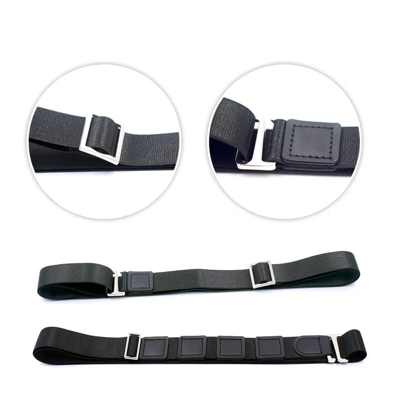 Black Shirt Stay Belt: Adjustable Elastic Non-Slip Wrinkle-Proof Shirt Holder Strap Lock Belt for Men and Women