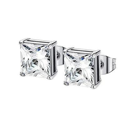 1–8 Pairs Stainless Steel Cubic Zirconia Stud Earrings Set – 6MM Unisex Minimalist Ear Piercing Jewelry for Men & Women