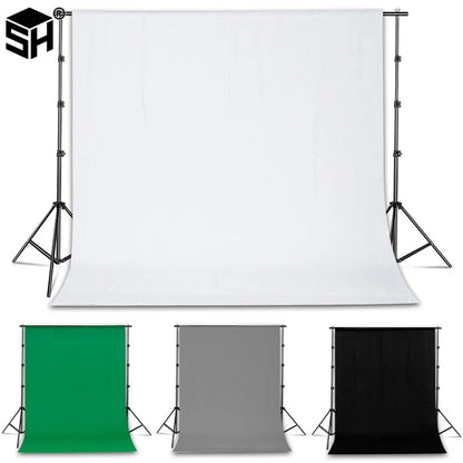 SH Cotton Photo Background Cloth with Rod Pocket – White, Black & Green Screen Chromakey Backdrops for Studio