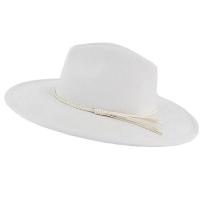 Suede Top Hat Fedora - 9.5cm Wide Brim Felt Jazz Hat for Men and Women, Autumn/Winter Classic Church Sombrer