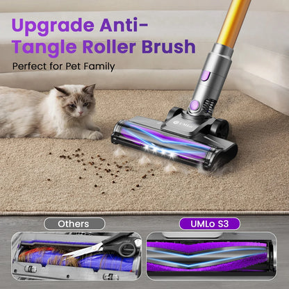 YISORA Cordless Vacuum Cleaner – 28Kpa Suction, 55 Min Runtime, Wireless with Touchscreen for Pet Hair & Carpet Cleaning