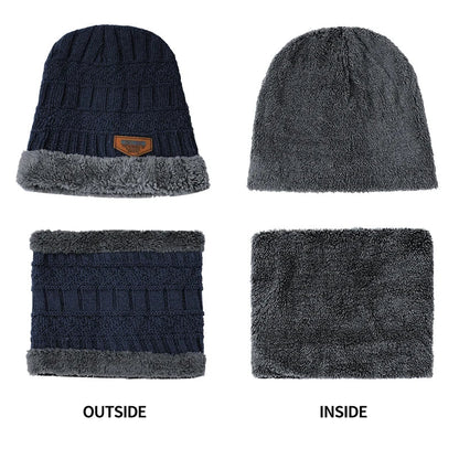 2022 Winter Beanie Hat Set for Men & Women - Thick Wool Knitted Cap with Neck Scarf & Balaclava Mask, Bonnet Style