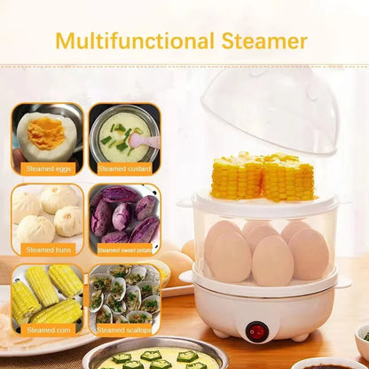 Multifunctional Electric Egg Cooker – Double-Layer Mini Steamer & Poacher for Easy Breakfast Cooking