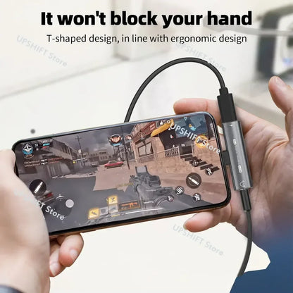 2-in-1 USB C to 3.5mm Headphone & Charger Adapter with PD Fast Charge, DAC Decoding Chip, and HIFI Sound - T-Shape Connector