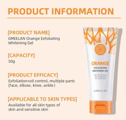 Orange Exfoliating Gel — Dead Skin Spot Remover, Brightening Peeling Scrub with Hydrating Moisturizer, 50g Korean Skin Care