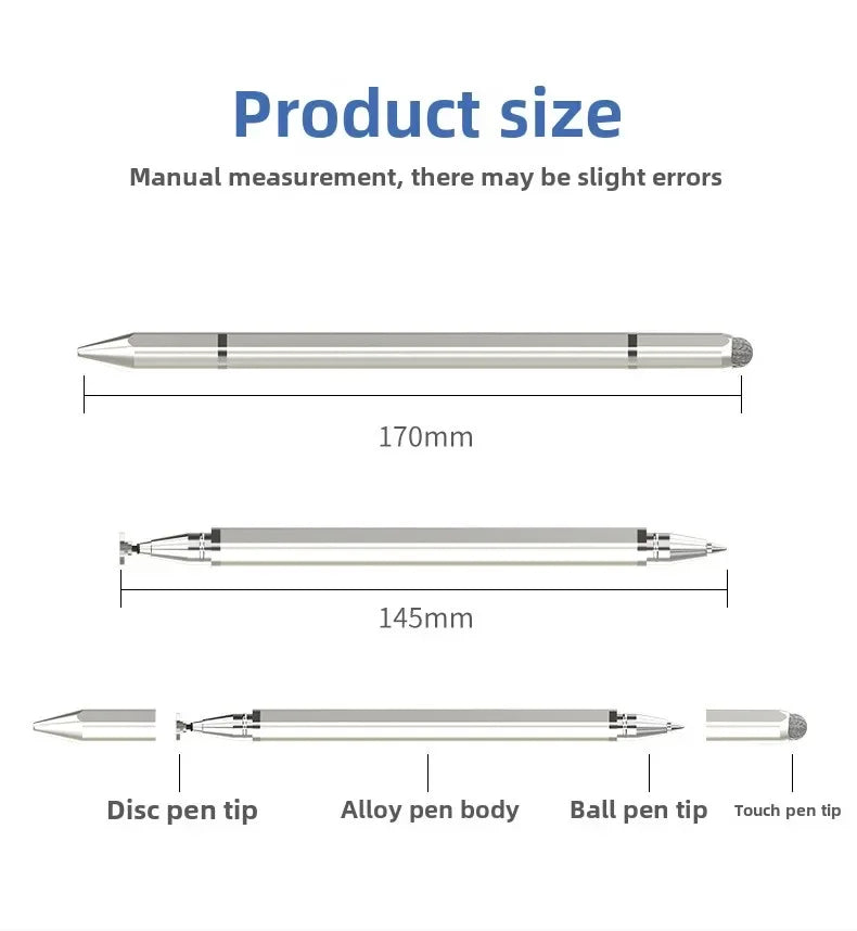3-in-1 Magnetic Stylus Pen — Capacitive Touch Pen for iOS & Android Tablets and Smartphones, Compatible with iPad, Samsung, Xiaomi & Huawei, Drawing & Writing Tool