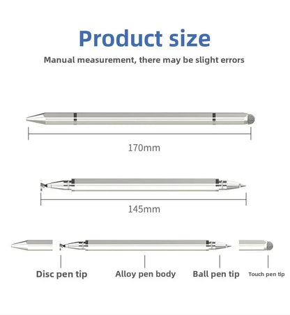 3-in-1 Magnetic Stylus Pen — Capacitive Touch Pen for iOS & Android Tablets and Smartphones, Compatible with iPad, Samsung, Xiaomi & Huawei, Drawing & Writing Tool