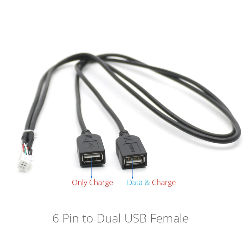 Dual USB Dashboard Mount Panel Extension Cable – 4/6 Pin Shielded Adapter for Car, Truck, Boat, Motorcycle, Android Head Unit