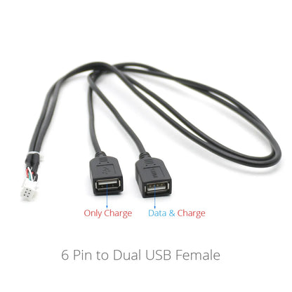 Dual USB Dashboard Mount Panel Extension Cable – 4/6 Pin Shielded Adapter for Car, Truck, Boat, Motorcycle, Android Head Unit