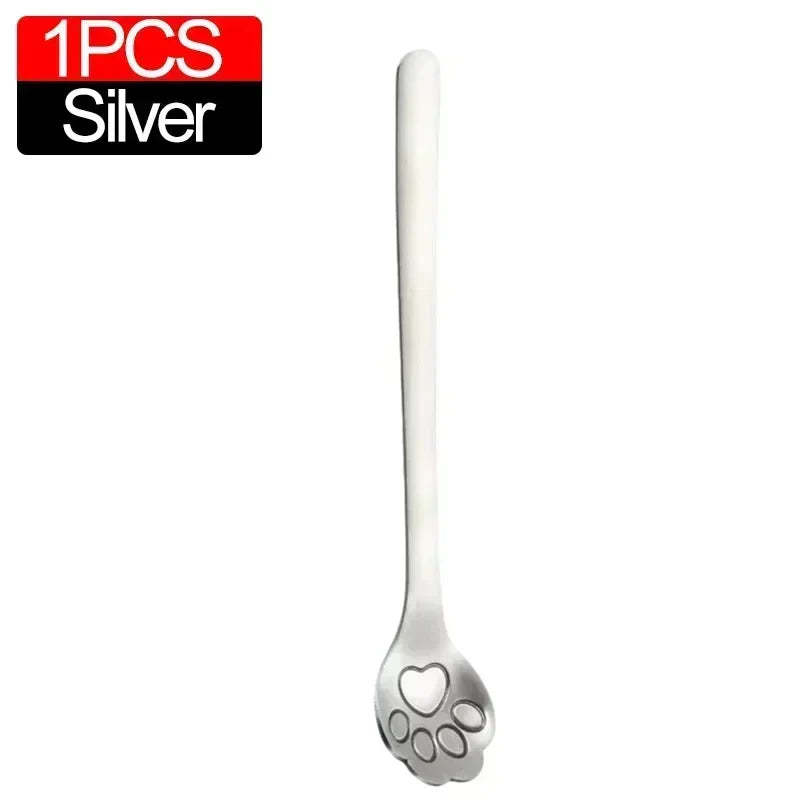 Cute Cat Claw Stainless Steel Spoon Set (1/8PCS) – 304 Dessert, Ice Cream, Coffee & Tea Spoon Kitchen Tableware