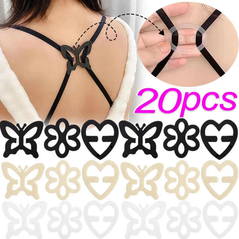 Invisible Non-Slip Bra Shoulder Strap Holders: Women's Lingerie Buckles - Adjustable Connector Cross-Slip Underwear Clips, Essential Accessories