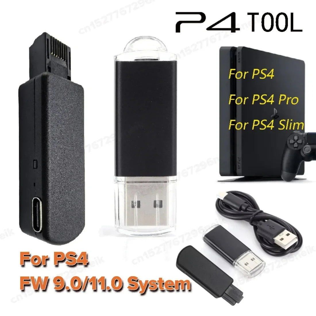 1-10pcs One-Key JB Tool Mod Set – USB Dongle with Ethernet Type-C Cable for PS4/Pro/Slim FW 9.0-11.0