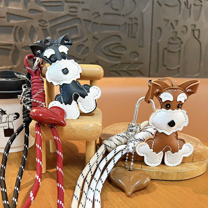 Cute Puppy & Heart Pendant Keychain – High-End Woven Rope Fashion Bag Charm Accessory, Versatile Stylish Bag Pendant for Women & Girls