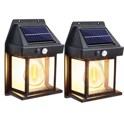 Solar Motion Sensor Wall Light - Waterproof Outdoor LED Garden Yard Lamp with 3 Lighting Modes