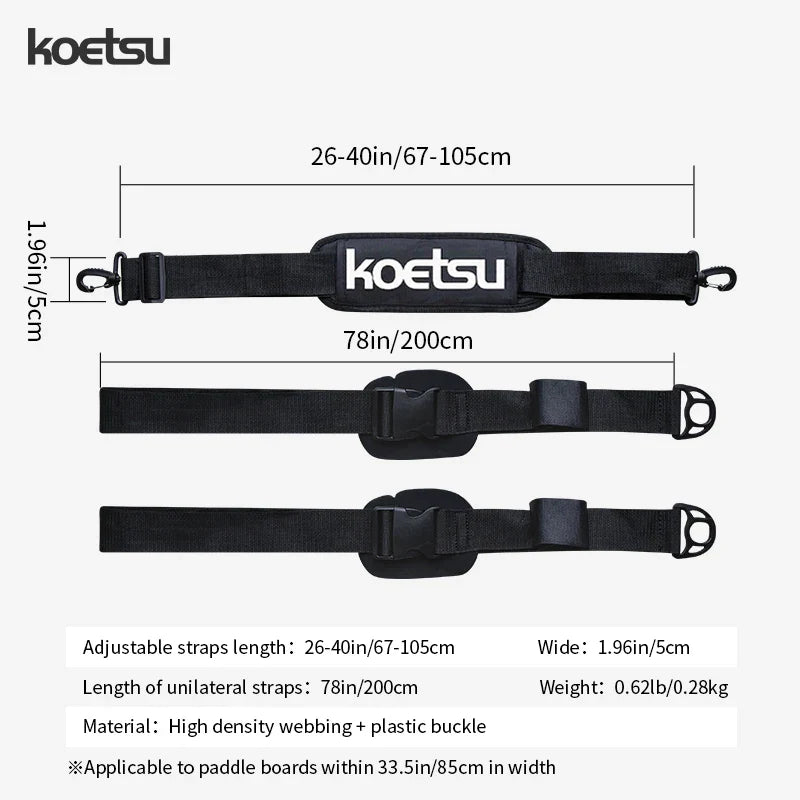 KOETSU Adjustable SUP Paddle Board Shoulder Strap — Comfortable Surfboard Carrying Belt