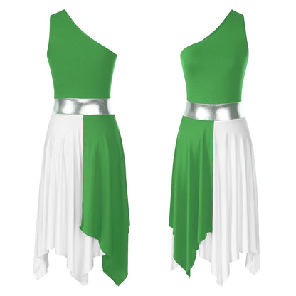 Women’s Liturgical Praise Dance Dress - Irregular Hem Modern Ballet Costume for Choir & Worship Performances