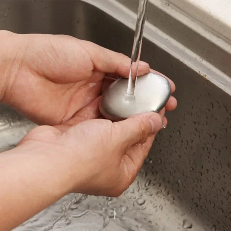 Stainless Steel Soap Shape Odor Remover - Deodorize Hands in Kitchen, Bathroom - Useful Tool for Smell Elimination
