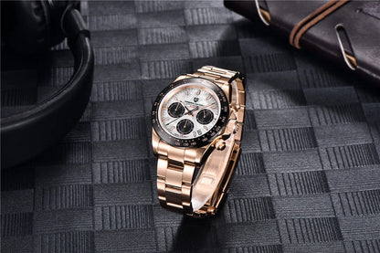40mm PAGANI DESIGN V2 Men’s Quartz Watch – Sapphire Retro Chronograph Stainless Steel Waterproof