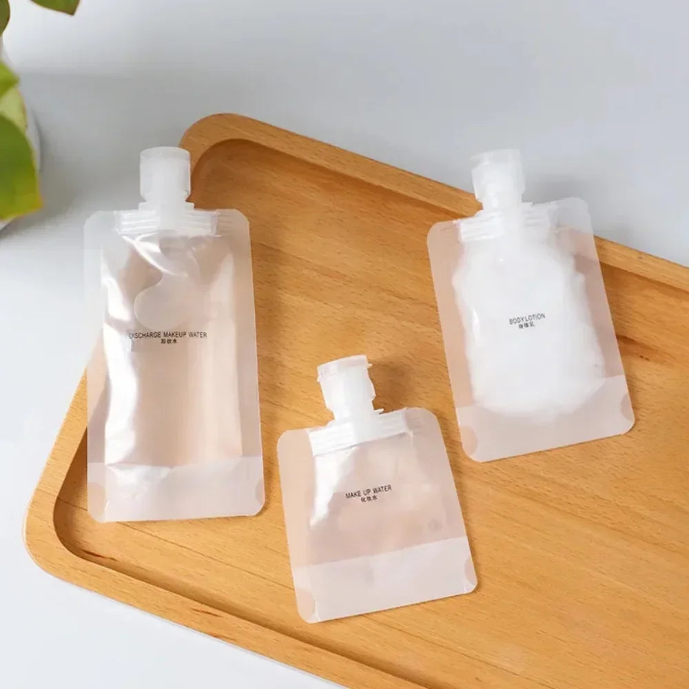 5pcs Travel Refillable Squeeze Bags — Empty Lotion, Shampoo, Conditioner & Cosmetic Storage Pouches for Toiletries