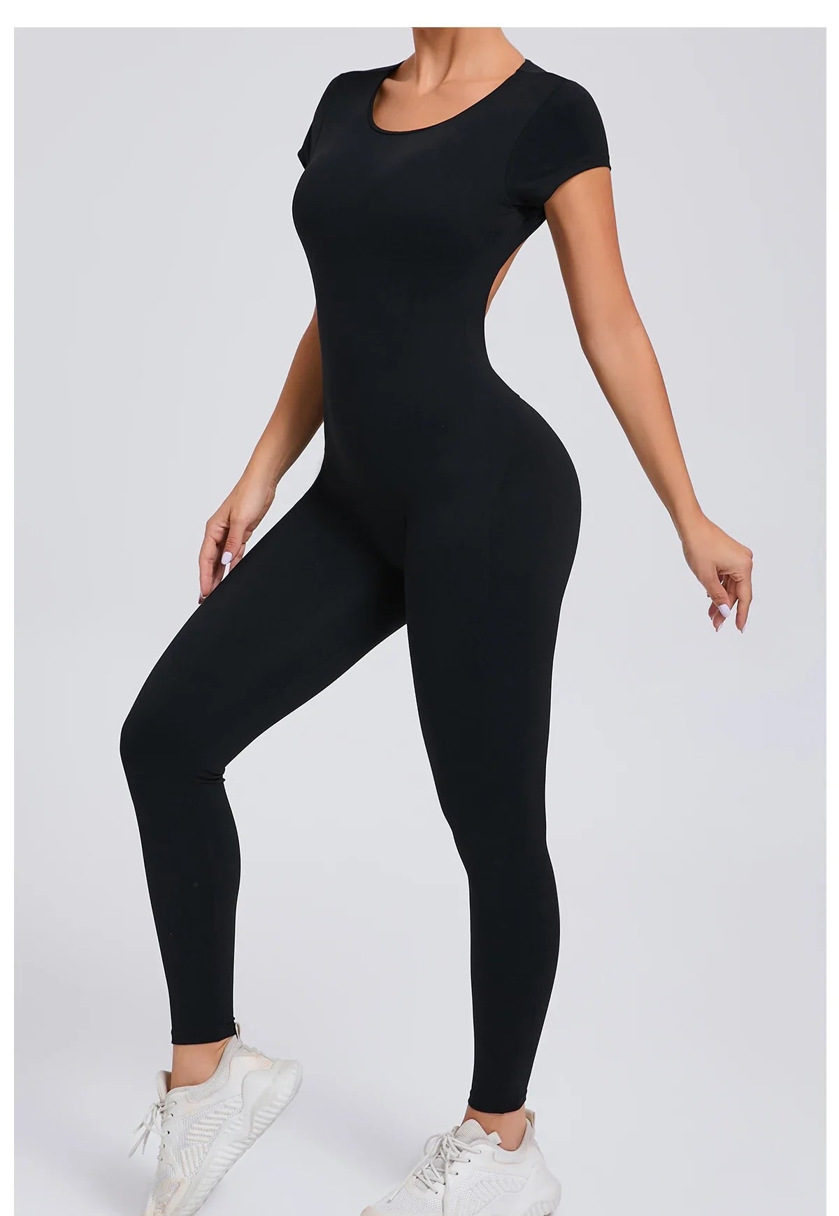 Women’s One-Piece Padded Backless Yoga Romper – Quick-Dry Workout Bodysuit & Sports Jumpsuit
