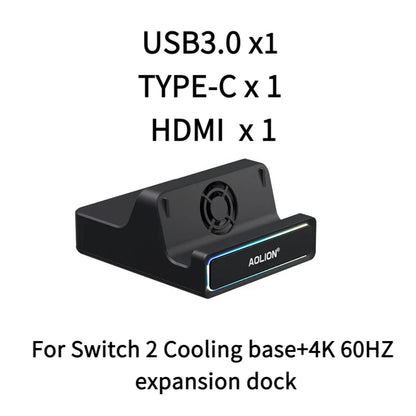 Aolion Switch 2 RGB Cooling Dock – Portable Hub Expansion Base with Wall Mount & NGC Support