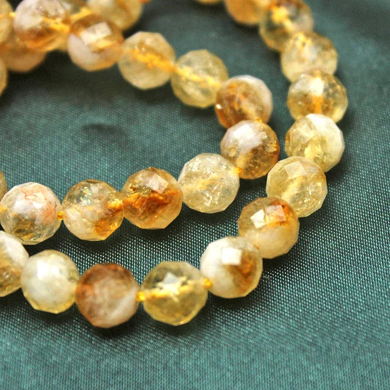 Natural Citrine Crystal Round Beads - DIY Loose Gemstone Beads for Handmade Bracelets & Necklace Jewelry Making