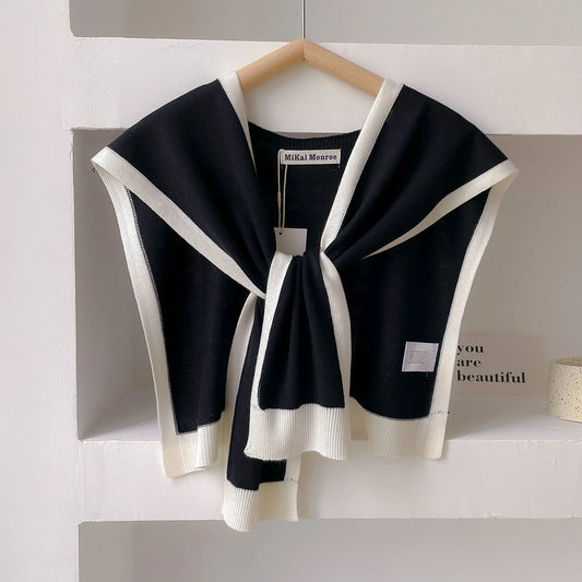 Spring & Autumn Striped Knitted Shawl – High-Grade Neck and Shoulder Scarf for Summer Office & Air-Conditioned Rooms