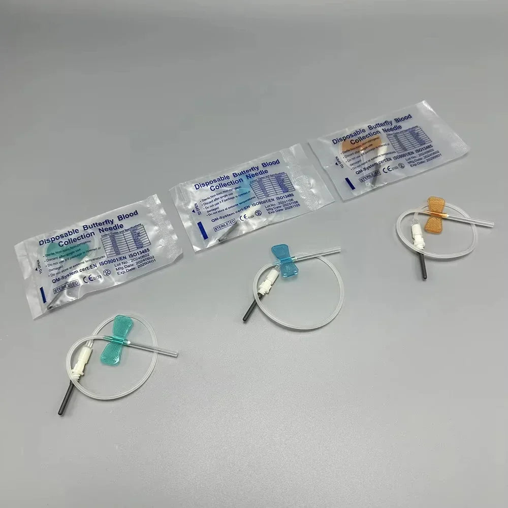 50pcs Disposable Butterfly Blood Collection Needles — Double-Wing Type for Pets, Cats & Dogs, Veterinary Blood Sampling