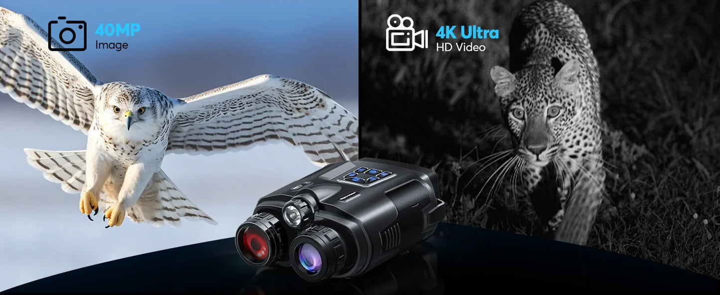 4K Night Vision Binoculars with 3" Screen – 8X Digital Zoom, Infrared Goggles, Tactical Light, 5000mAh Rechargeable