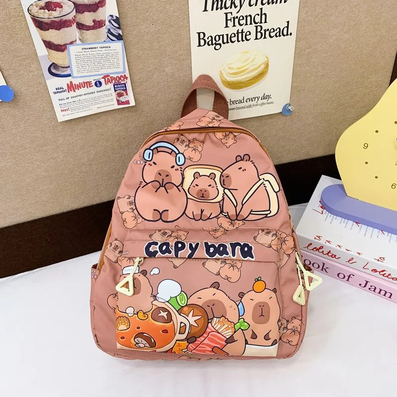 Cute Capybara Backpack | Large Capacity, Breathable Nylon Schoolbag for Students, Women & Girls, Ultra-Light Book Bag