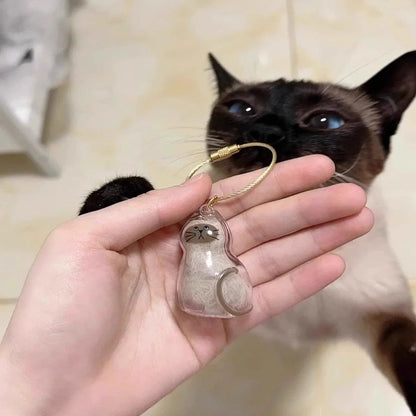 Ginger Cat Keychain Pendant – Siamese Calico Backpack Charm, Hair Storage Box Hanging Pet Grooming Travel Accessory