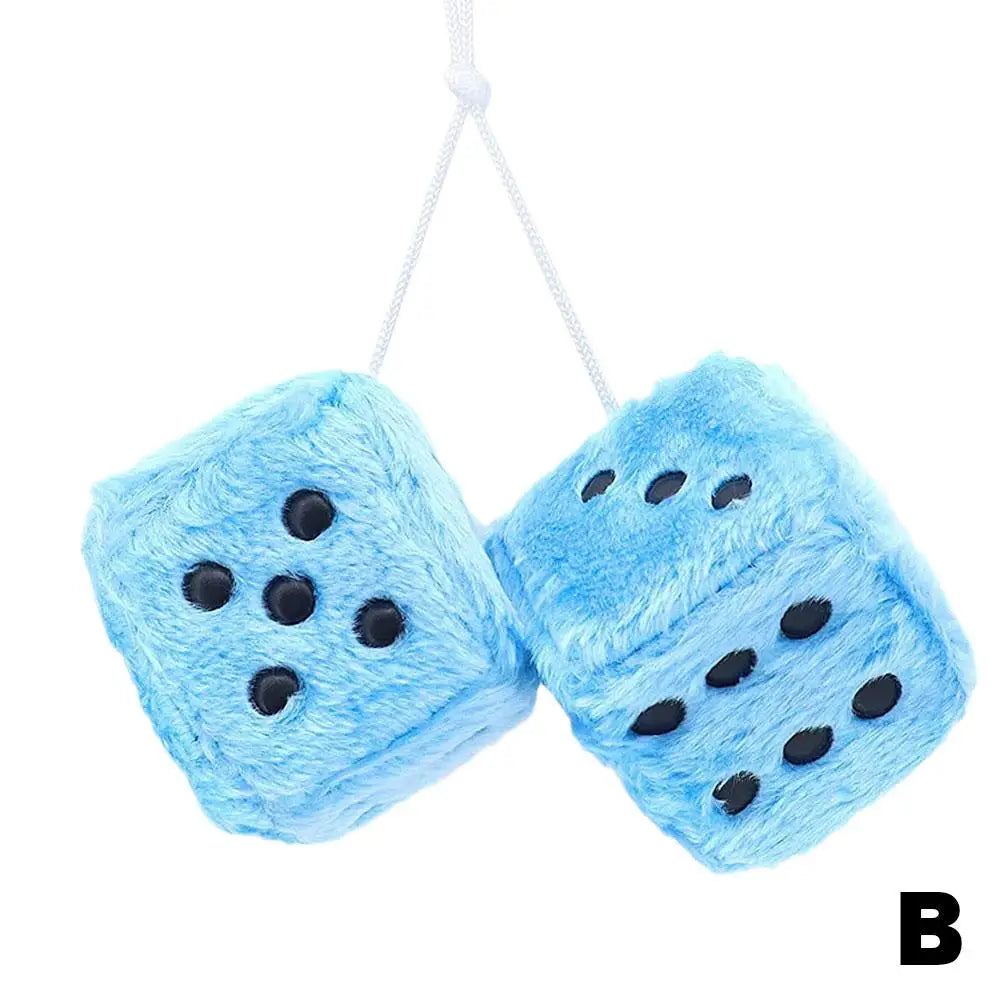 Long Hair Hot Stamping Dot Dice Plush Toy Cube – Anime Car Ornament & Decoration Pendant Accessory