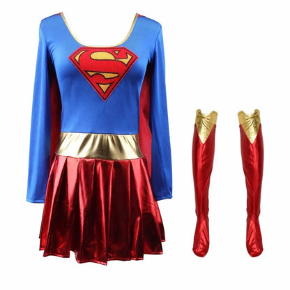 Women’s Supergirl Superhero Costume – Fancy Dress Outfit for Party & Halloween