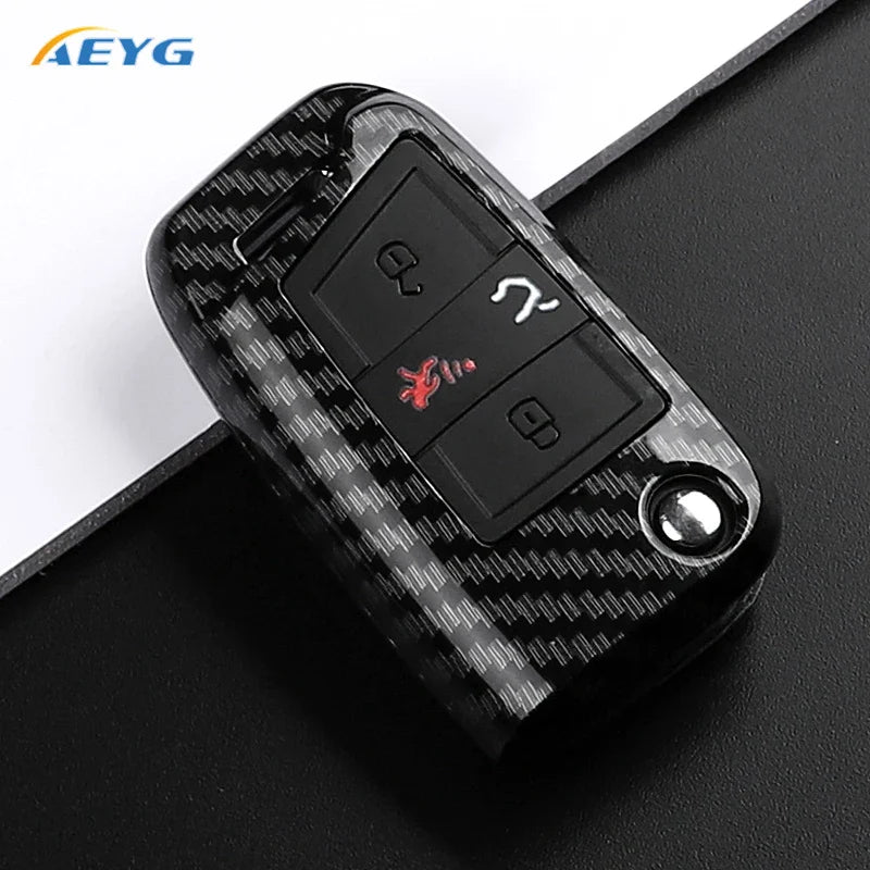 ABS Carbon Fiber Car Key Cover for VW, SEAT & Skoda – Fits Golf 7 MK7, Tiguan MK2, Ateca, Leon FR 2, Ibiza, Octavia
