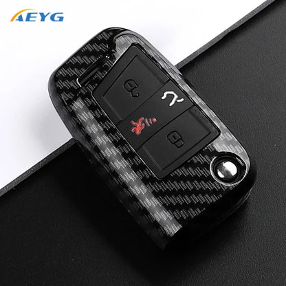 ABS Carbon Fiber Car Key Cover for VW, SEAT & Skoda – Fits Golf 7 MK7, Tiguan MK2, Ateca, Leon FR 2, Ibiza, Octavia