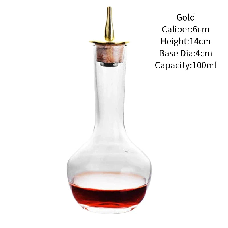 Vintage Glass Cocktail Bitters Bottles — Stainless Steel Cap Seasoning & Bar Accessories for Kitchen & Bartender Use