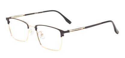 Comfortable Rectangular Men’s Business Glasses – Full Rim Browline Metal Frame for Optical Prescription Lenses