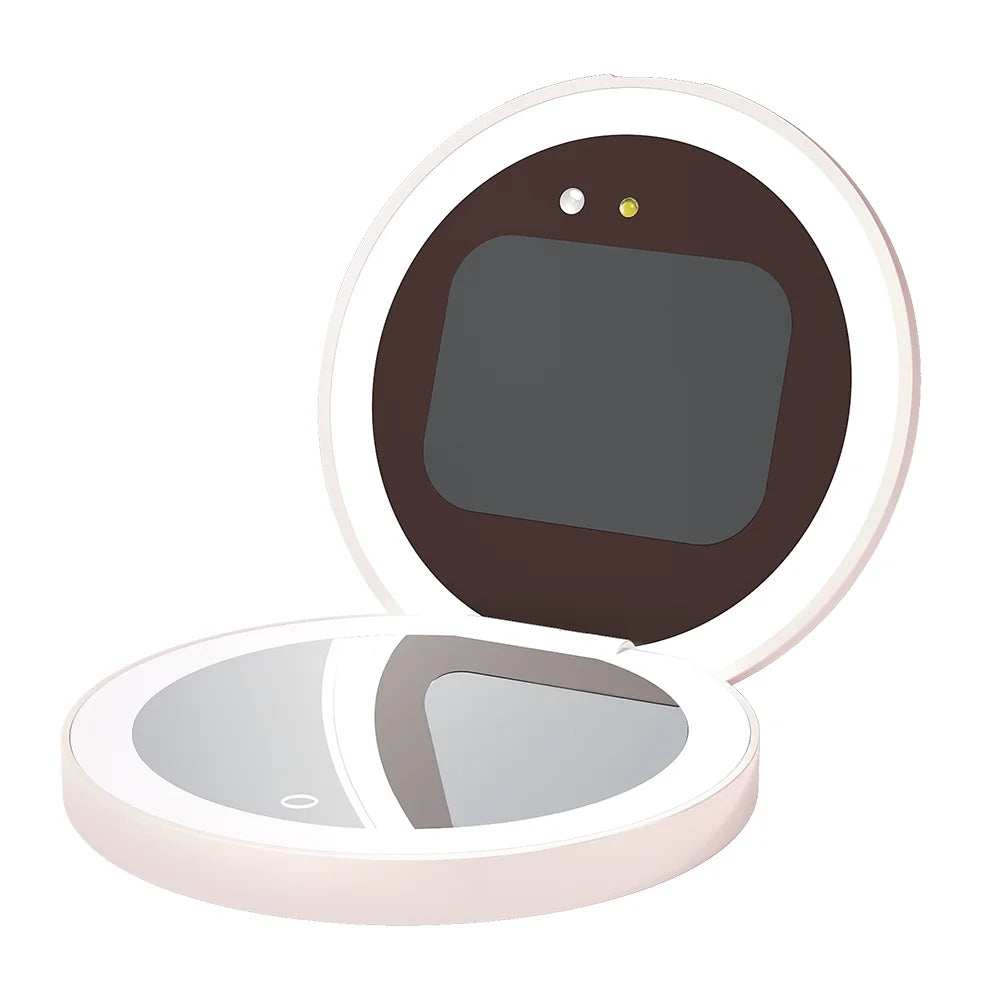 TENGMIR UV Smart Sunscreen Makeup Mirror – Portable LED Light UV Detection & Sunscreen Testing Mirror